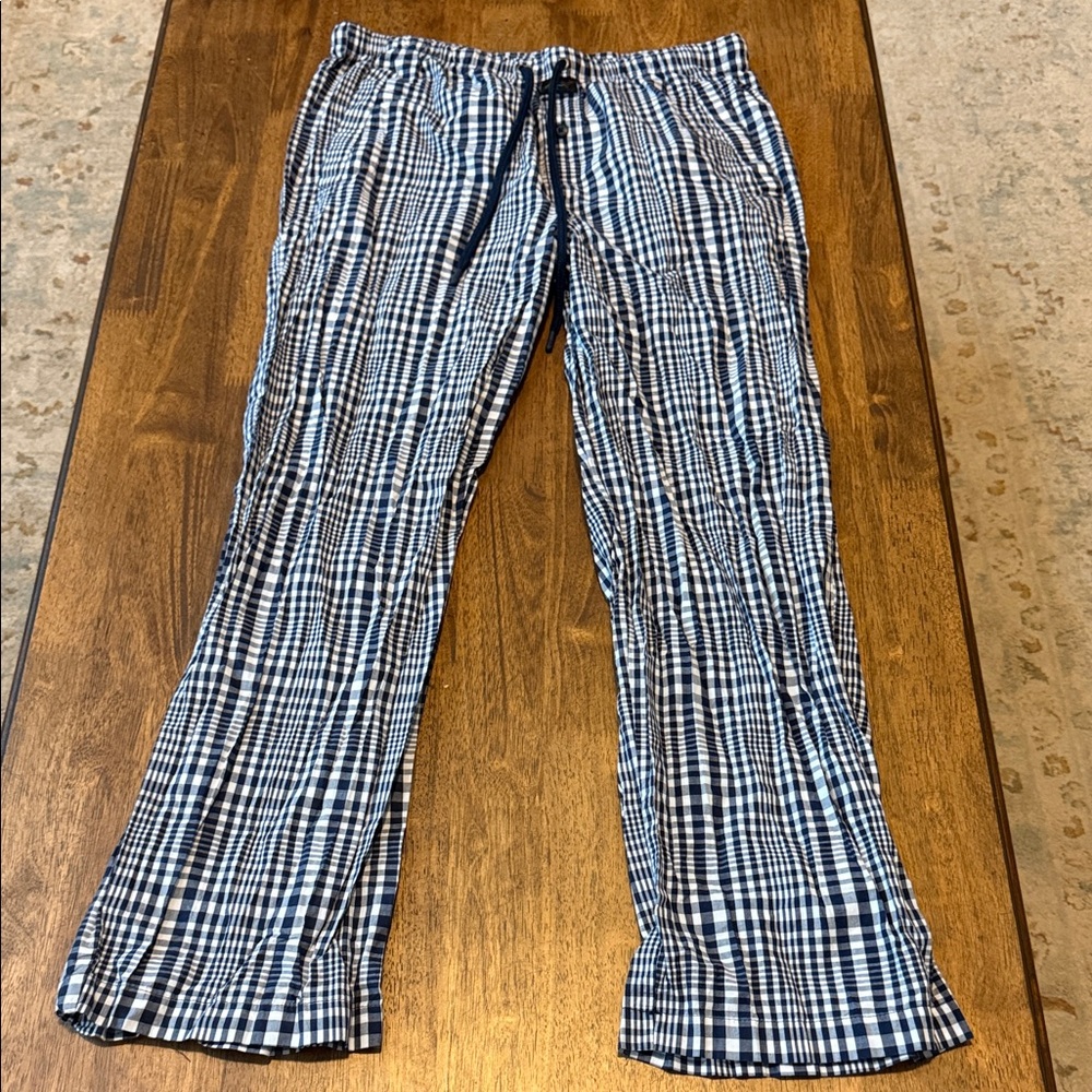 Men’s Greg Norman Blue and White Checkered Lounge Pants